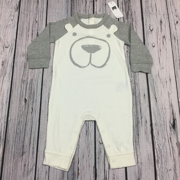 Gap Boys 3-6 Month Gray White Bear Romper - Picture 1 of 4